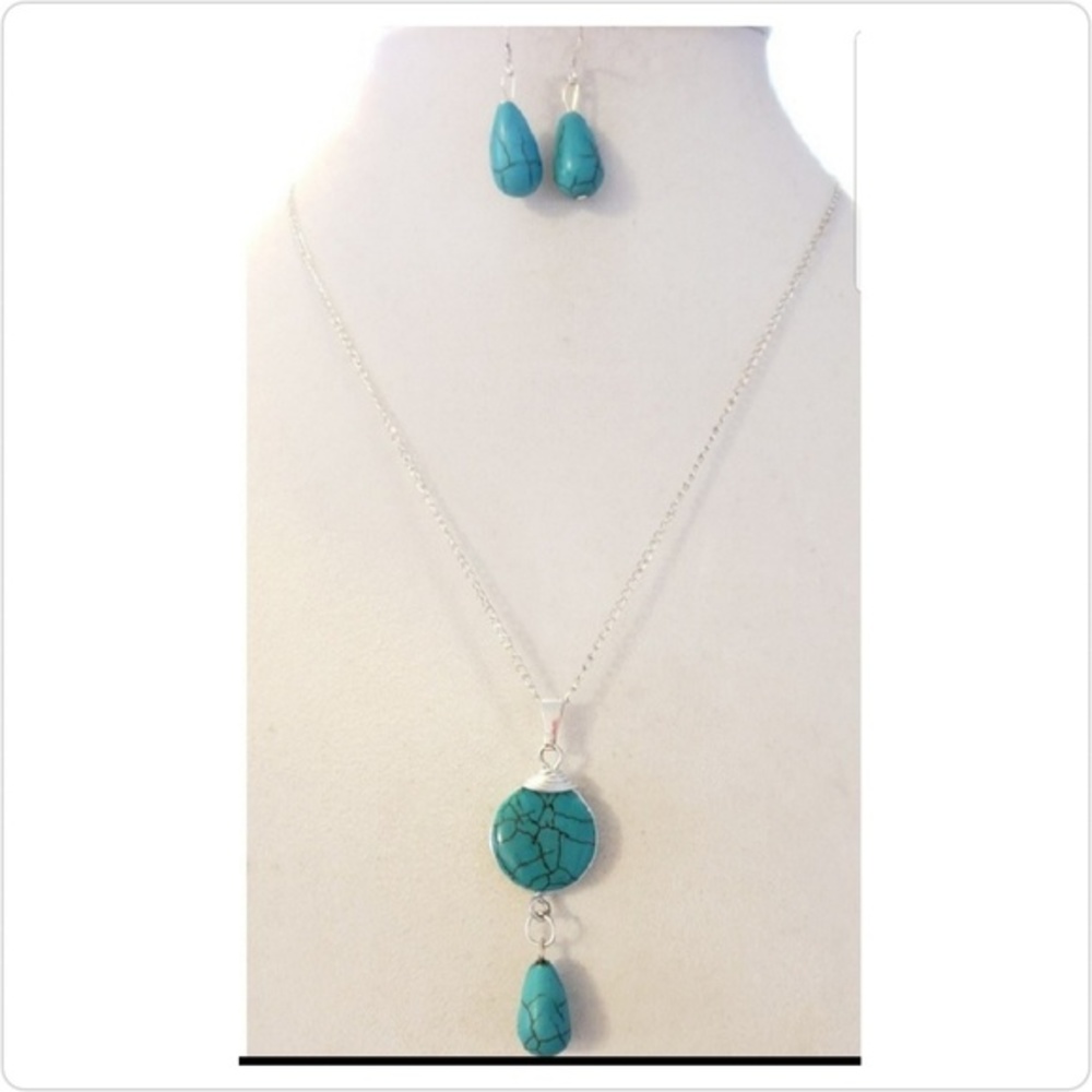 Handcrafted Magnesite Turquoise Wrapped Jewelry Set